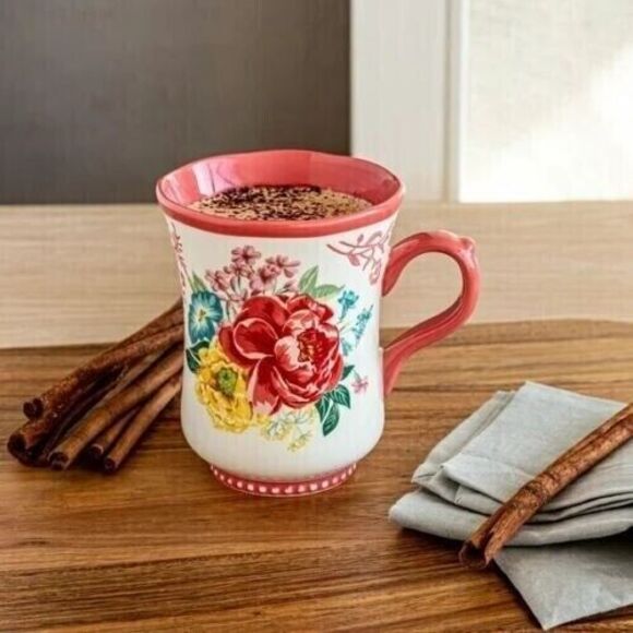 Pioneer Woman Fancy Flourish Coffee Tea Mug Cup Stoneware Floral 18-Fluid-Oz NWT - Picture 4 of 4